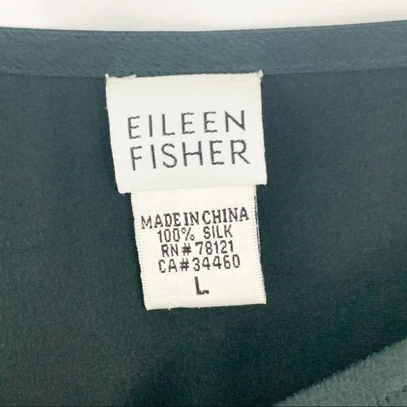 Eileen Fisher 100% Silk Black Blouse L - Picture 3 of 6